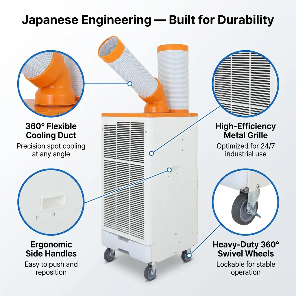 OEM Laranja Branco Estilo Japonês 3 Min Resfriamento Rápido Refrigerador de Ar Industrial para Oficina de Metalurgia OEM Laranja Branco Estilo Japonês 3 Min Resfriamento Rápido Refrigerador de Ar Industrial para Oficina de Metalurgia
