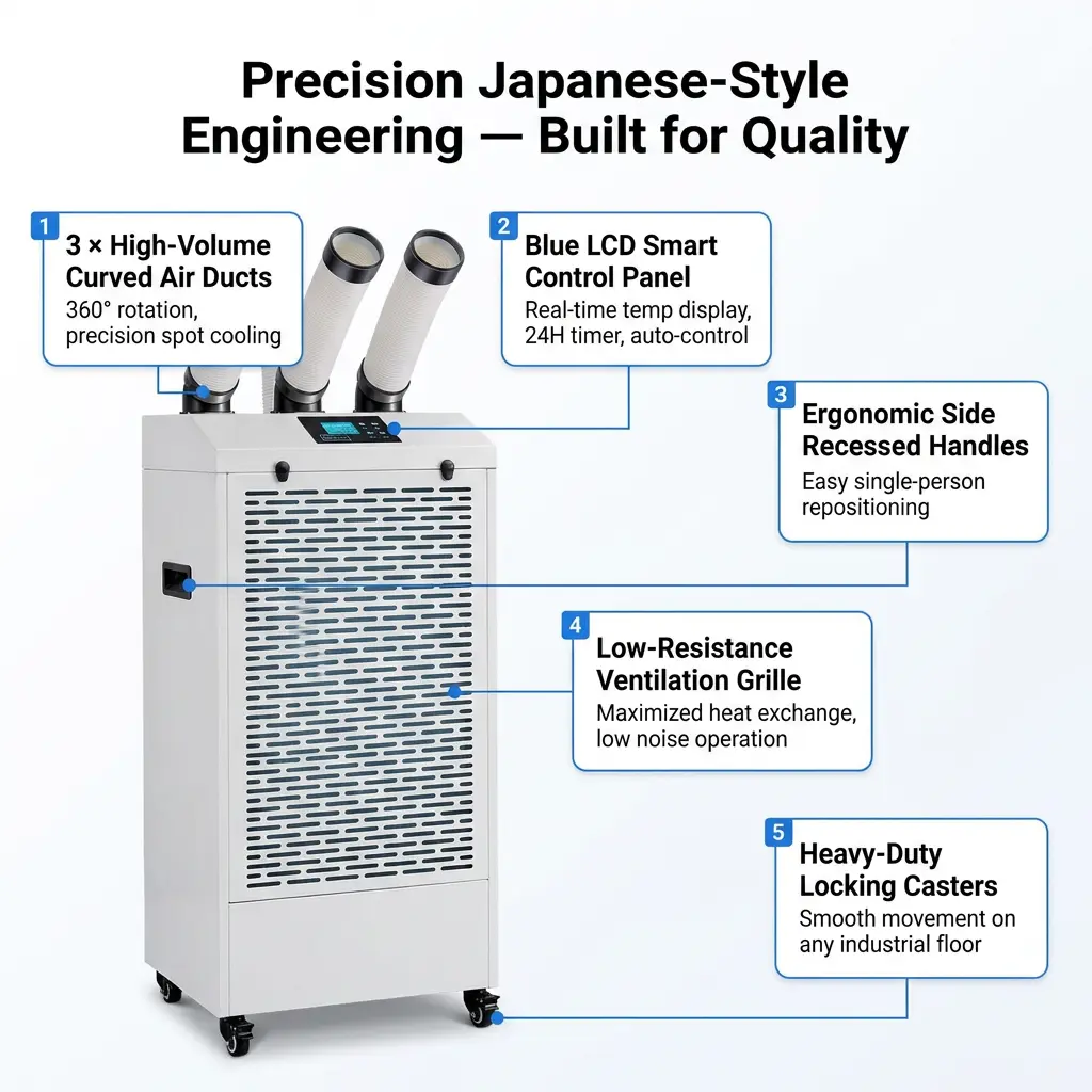 Personalizado profissional de baixo ruído 65db operação silenciosa display lcd ar condicionado móvel portátil industrial ac no laboratório Personalizado profissional de baixo ruído 65db operação silenciosa display lcd ar condicionado móvel portátil industrial ac no laboratório
