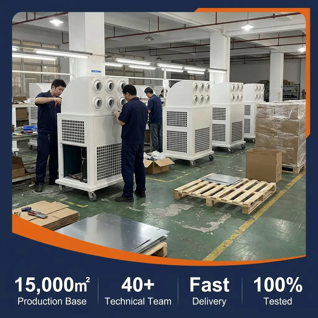 Atacado personalizado 380V portátil tudo em um ar condicionado industrial móvel para armazém de oficina de canteiro de obras