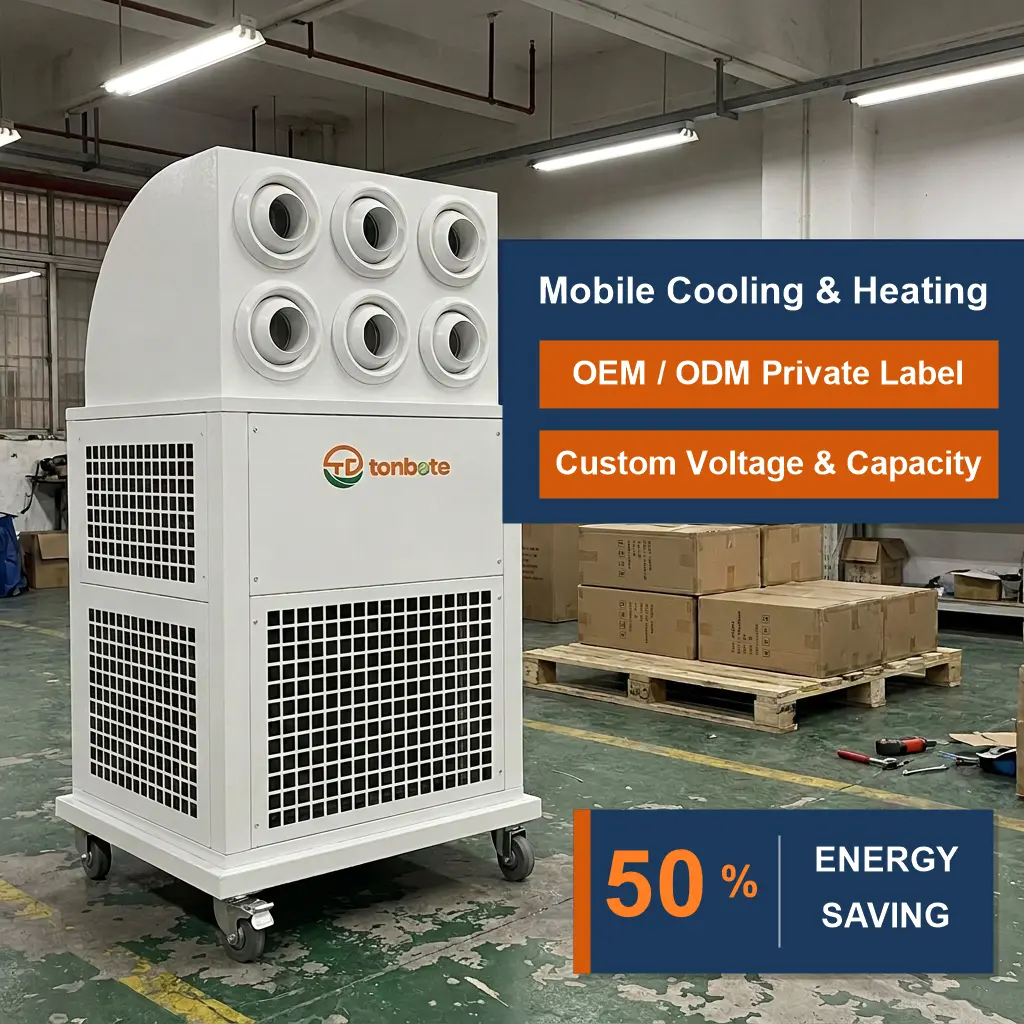 Atacado personalizado 380V portátil tudo em um ar condicionado industrial móvel para armazém de oficina de canteiro de obras