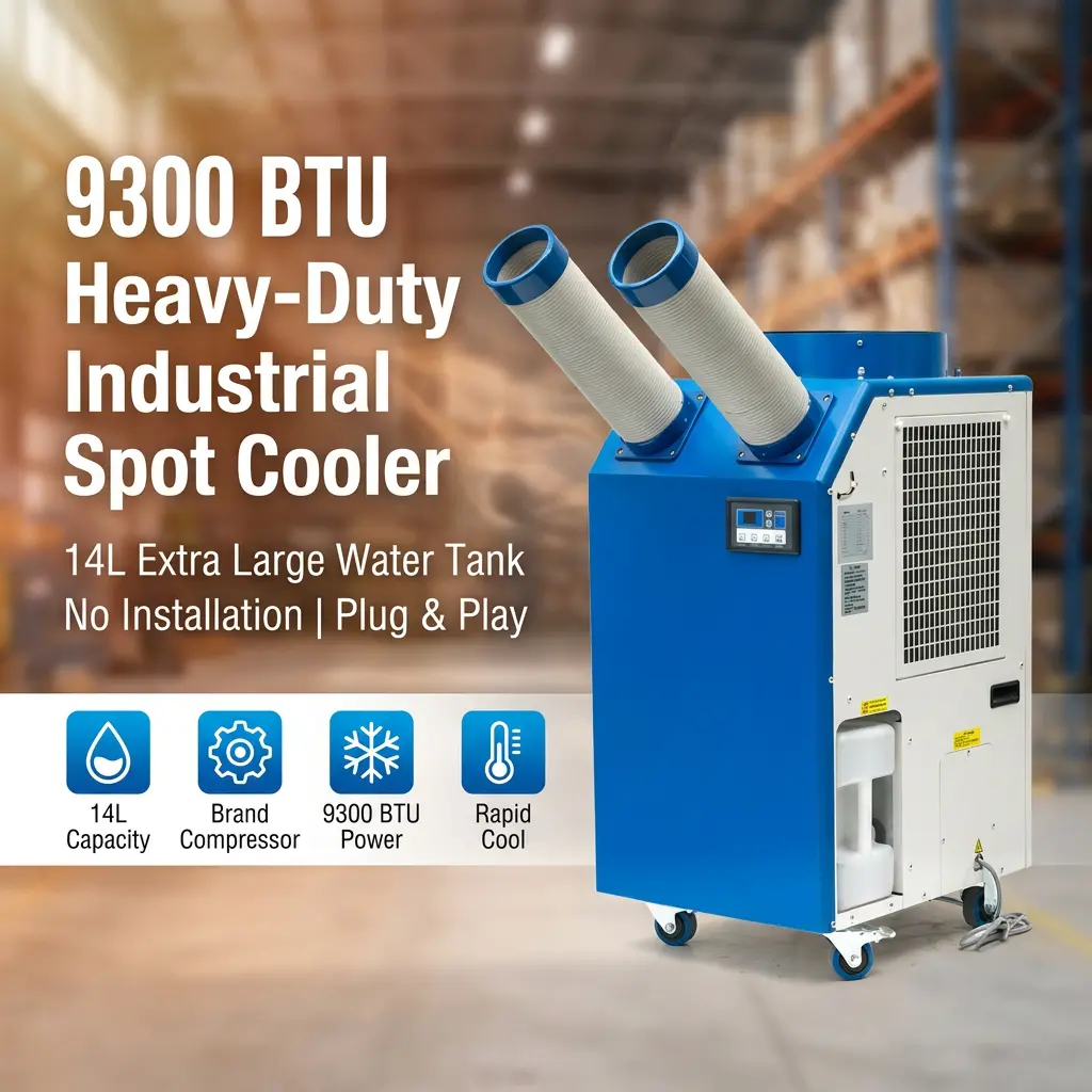 Tanque grande OEM 14L 2700W de potência 9300BTU Compressor rotativo portátil refrigerador de ar condicionado industrial para oficina Tanque grande OEM 14L 2700W de potência 9300BTU Compressor rotativo portátil refrigerador de ar condicionado industrial para oficina