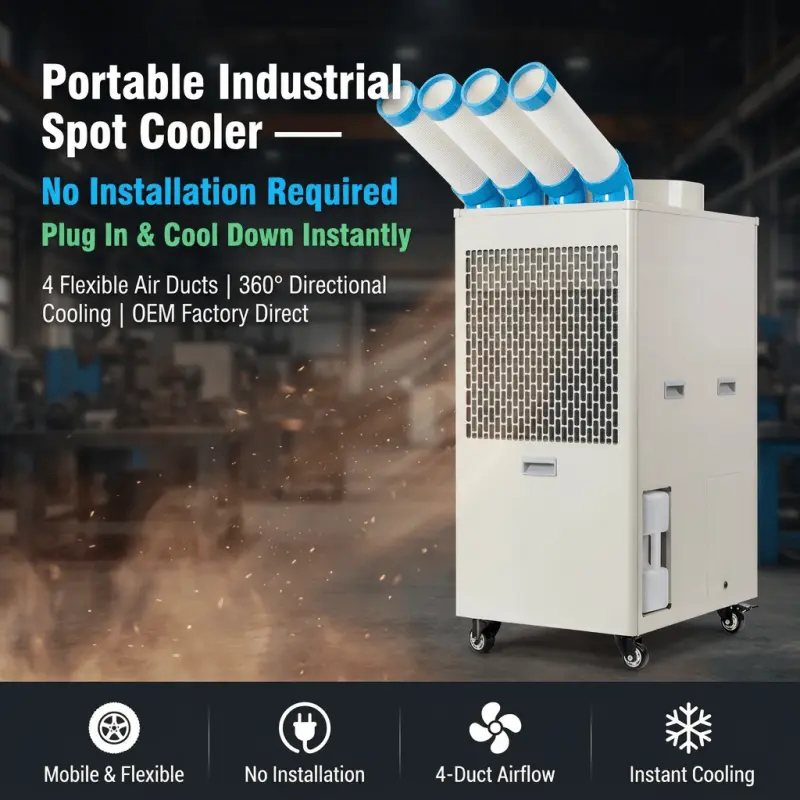 Logotipo personalizado OEM Condicionador de ar industrial portátil 110V 220V 380V Multi-tensão baixo MOQ fornecimento direto da fábrica