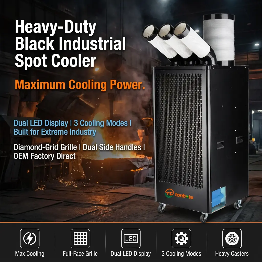 Refrigerador industrial portátil premium, 1200m3h, alto fluxo de ar, 7m/s, longo alcance, 3 minutos, rápido, controle inteligente lcd